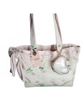 Juicy Couture Retro Juicy Cherry Gelato Daydreamer Tote Bag Cream Pink NWT